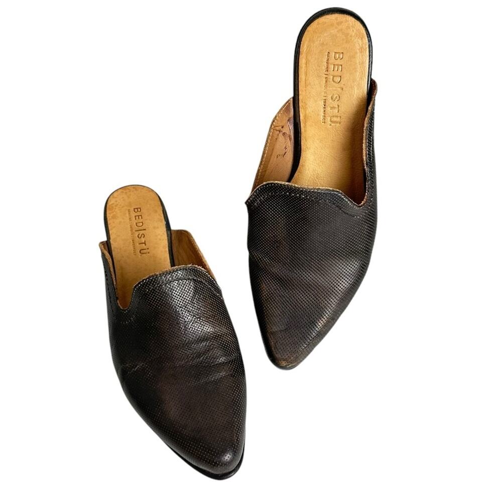 Bed Stu Brenda Distressed Leather Mules Size 7 Slip On Flats Shoes